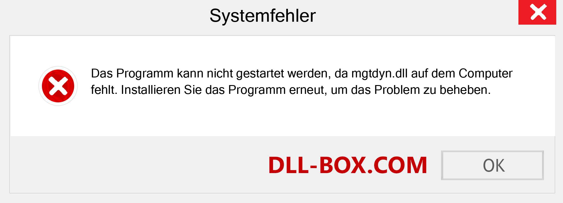 mgtdyn.dll-Datei fehlt?. Download für Windows 7, 8, 10 - Fix mgtdyn dll Missing Error unter Windows, Fotos, Bildern