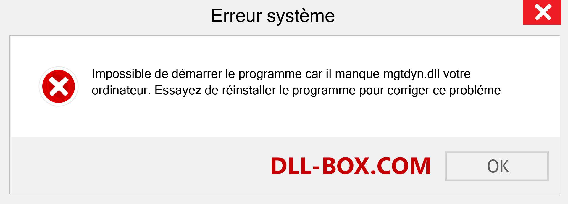 Le fichier mgtdyn.dll est manquant ?. Télécharger pour Windows 7, 8, 10 - Correction de l'erreur manquante mgtdyn dll sur Windows, photos, images